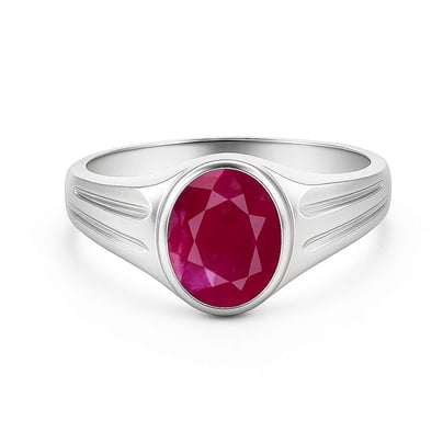 Premium Royal Sterling Silver Ruby (Manik) Ring for Her