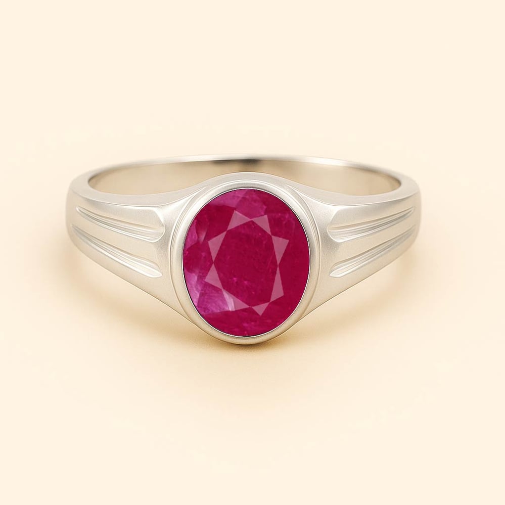Premium Royal Sterling Silver Ruby (Manik) Ring for Her