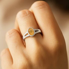 Premium Royal Sterling Silver Yellow Sapphire (Pukhraj) Ring for Her
