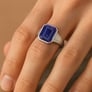 Premium Sterling Silver Blue Sapphire Men’s Ring