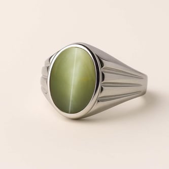 Premium Sterling Silver Cat's Eye Men’s Ring