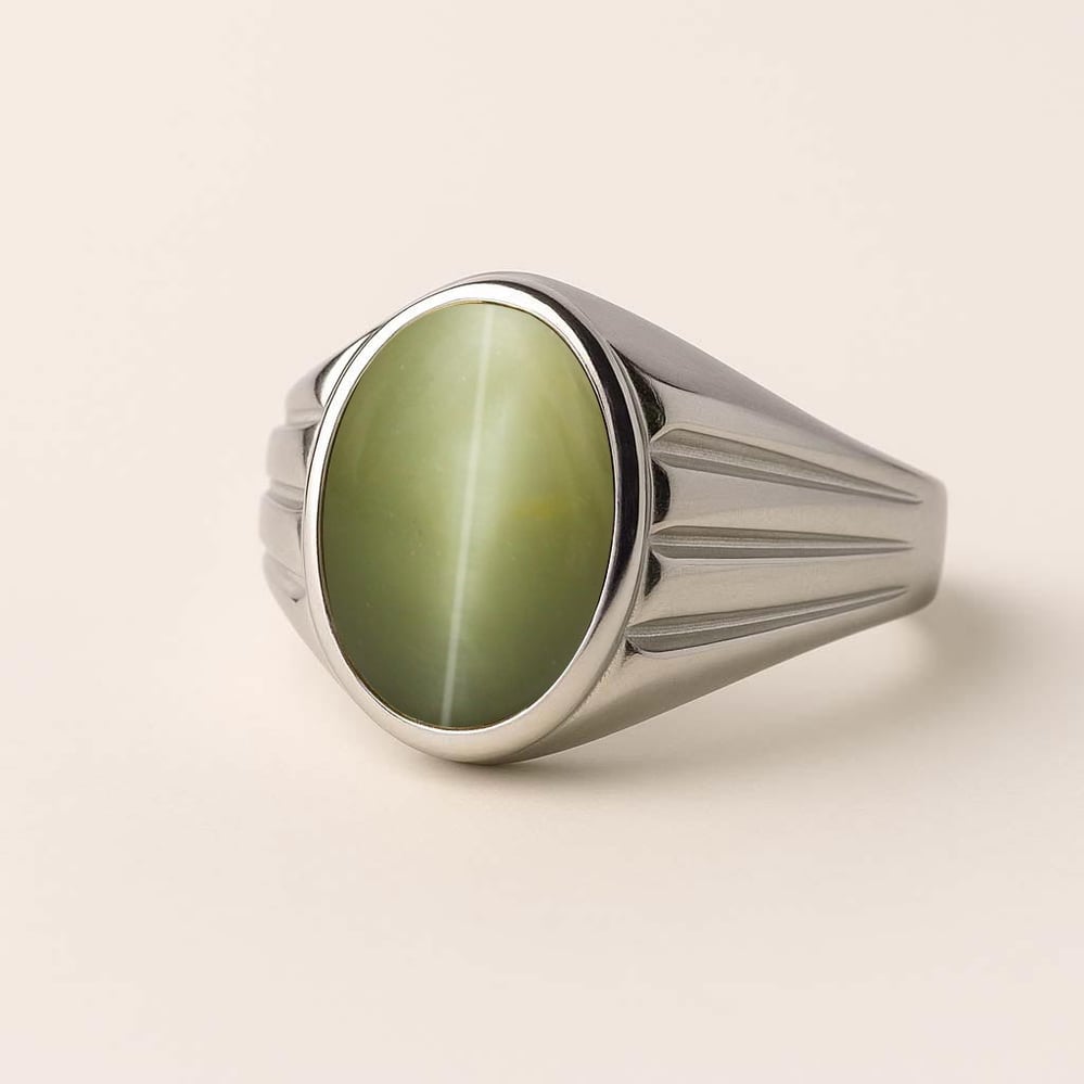 Premium Sterling Silver Cat's Eye Men’s Ring