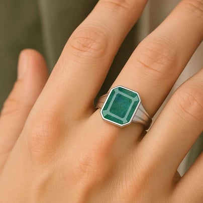 Premium Sterling Silver Emerald Men’s Ring