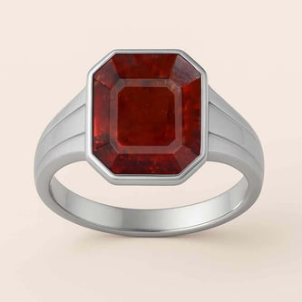 Premium Sterling Silver Hessonite Garnet Men’s Ring