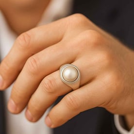 Premium Sterling Silver Pearl Men’s Ring