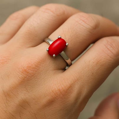 Premium Sterling Silver Red Coral Men’s Ring