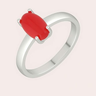 Premium Sterling Silver Red Coral Men’s Ring