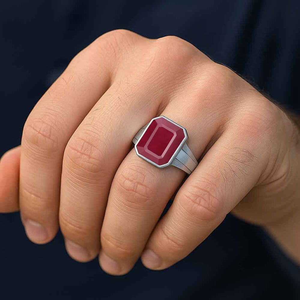 Premium Sterling Silver Ruby Men’s Ring