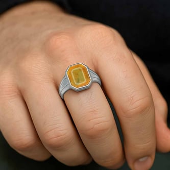 Premium Sterling Silver Yellow Sapphire Men’s Ring
