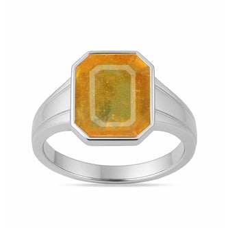 Premium Sterling Silver Yellow Sapphire Men’s Ring