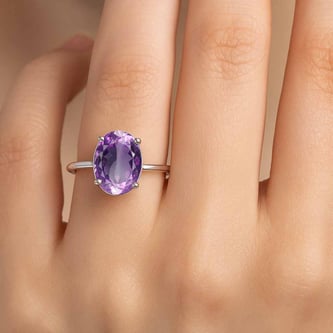 Pure 925 Sterling Silver Amethyst Women’s Ring