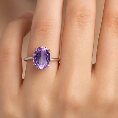 Pure 925 Sterling Silver Amethyst Women’s Ring