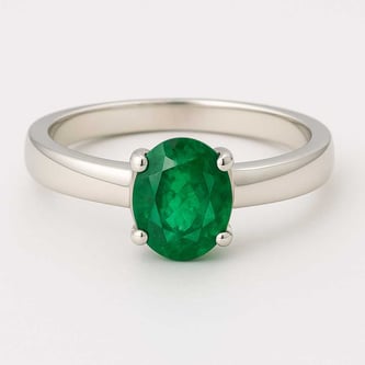 Pure 925 Sterling Silver Emerald Ring for Men