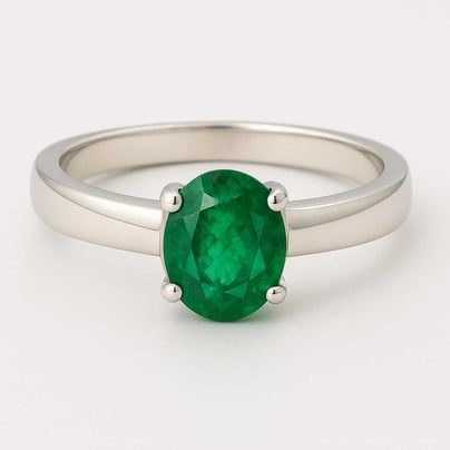 Pure 925 Sterling Silver Emerald Ring for Men
