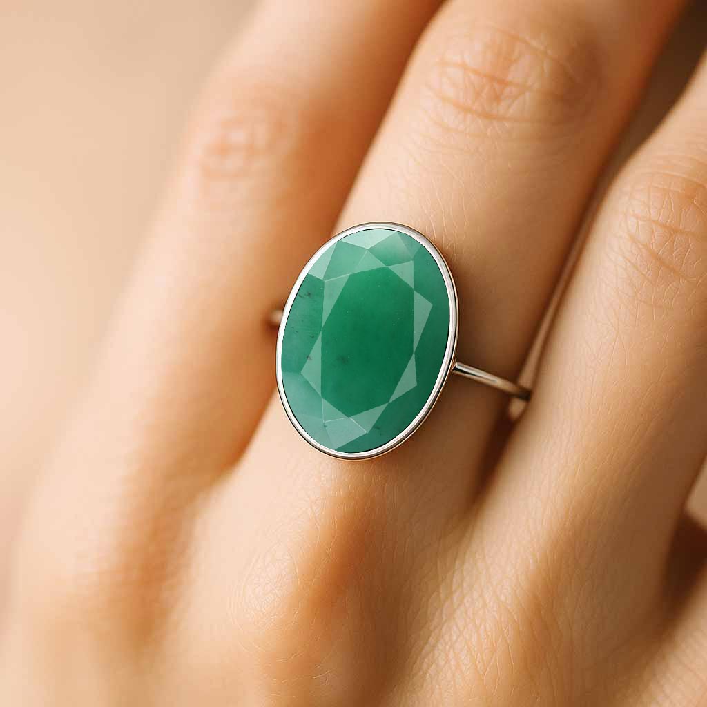 Pure 925 Sterling Silver Emerald Women’s Ring