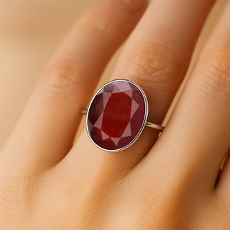 Pure 925 Sterling Silver Hessonite Gomed Women’s Ring