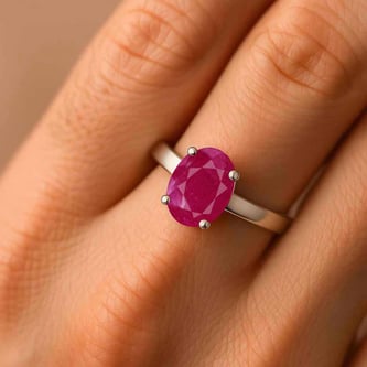 Pure 925 Sterling Silver Ruby Ring for Men