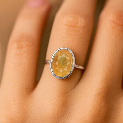 Pure 925 Sterling Silver Yellow Sapphire Women’s Ring