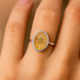 Pure 925 Sterling Silver Yellow Sapphire Women’s Ring