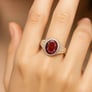 Pure Sterling Silver Hessonite Gomed Ratna Women’s Ring