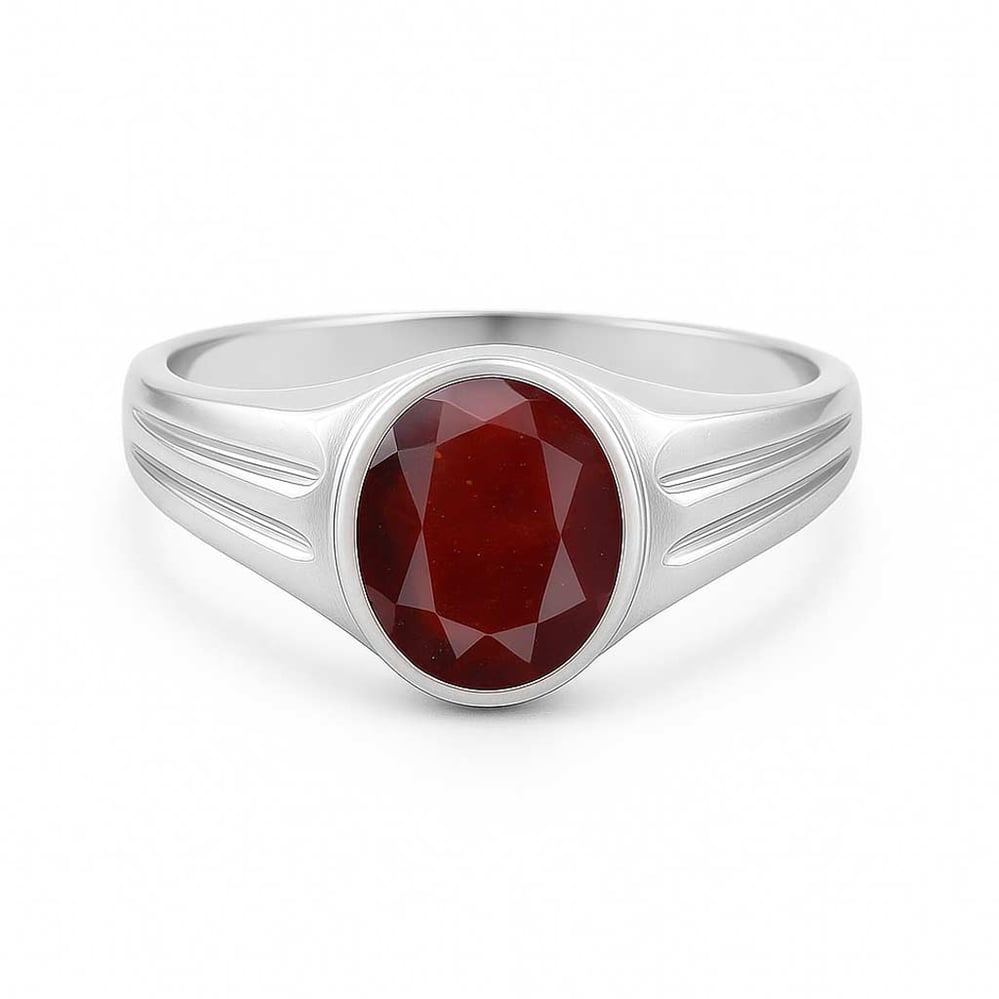 Pure Sterling Silver Hessonite Gomed Ratna Women’s Ring