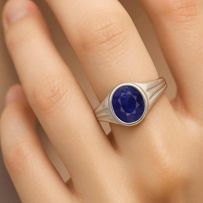 Pure Sterling Silver Neelam (Blue Sapphire) Ratna Women’s Ring