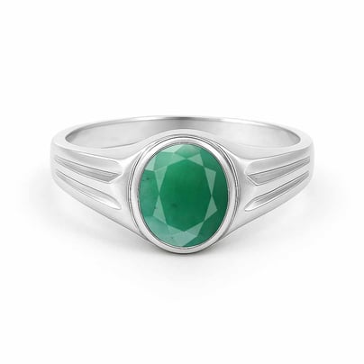 Pure Sterling Silver Panna (Emerald) Ratna Women’s Ring
