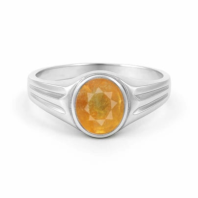 Pure Sterling Silver Pukhraj (Yellow Sapphire) Ratna Women’s Ring