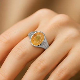 Pure Sterling Silver Pukhraj (Yellow Sapphire) Ratna Women’s Ring