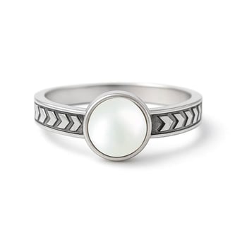 Round Shape Pearl 925 Silver Ring for Men