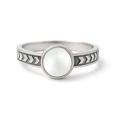 Round Shape Pearl 925 Silver Ring for Men