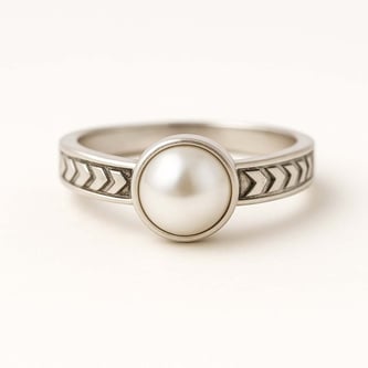 Round Shape Pearl 925 Silver Ring for Men
