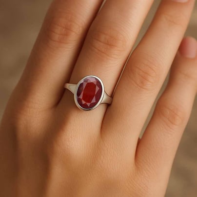 Royal 925 Sterling Silver Hessonite Gomed Women’s Ring