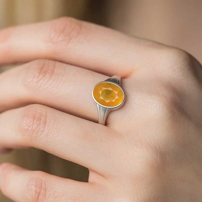 Royal 925 Sterling Silver Yellow Sapphire Women’s Ring