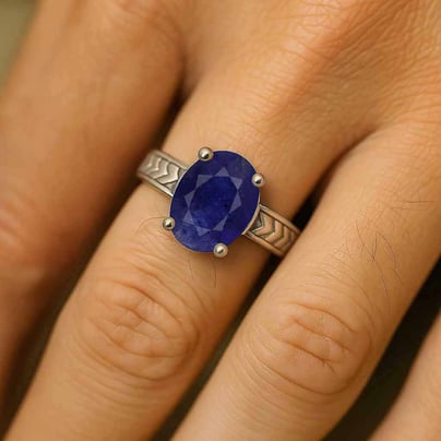Royal Collection Sterling Silver Blue Sapphire Gemstone Ring For Male