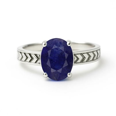 Royal Collection Sterling Silver Blue Sapphire Gemstone Ring For Male