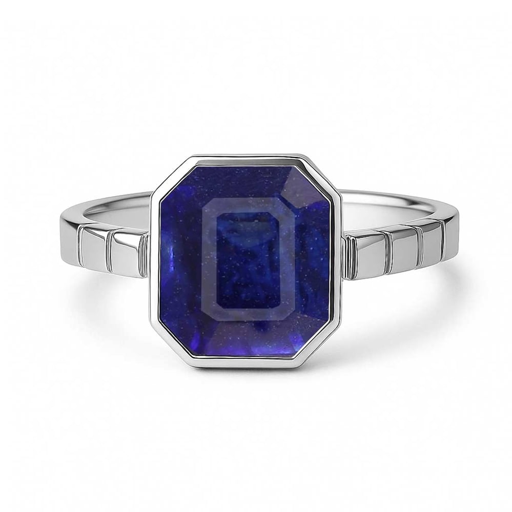 Royal Collection Sterling Silver Blue Sapphire Ring for Women