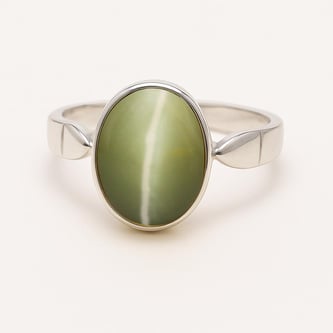 Royal Collection Sterling Silver Cat's Eye Ring for Women