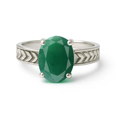 Royal Collection Sterling Silver Emerald Gemstone Ring For Male