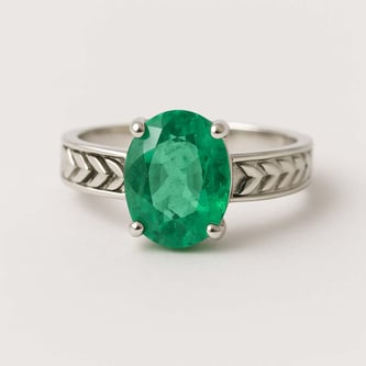 Royal Collection Sterling Silver Emerald Gemstone Ring For Male