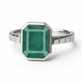 Royal Collection Sterling Silver Emerald Ring for Women