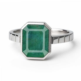 Royal Collection Sterling Silver Emerald Ring for Women