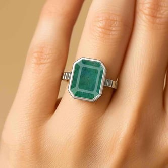 Royal Collection Sterling Silver Emerald Ring for Women