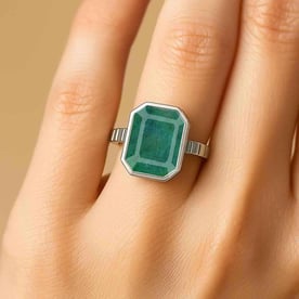 Royal Collection Sterling Silver Emerald Ring for Women