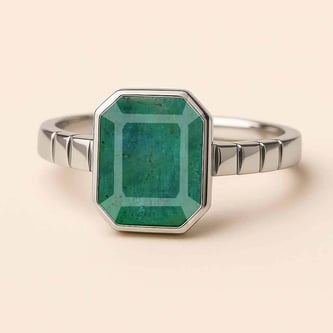 Royal Collection Sterling Silver Emerald Ring for Women
