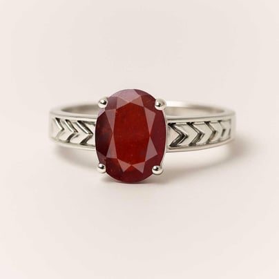 Royal Collection Sterling Silver Hessonite Gomed Gemstone Ring For Male