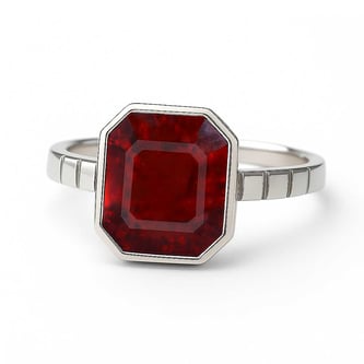 Royal Collection Sterling Silver Hessonite Gomed Ring for Women
