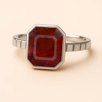 Royal Collection Sterling Silver Hessonite Gomed Ring for Women