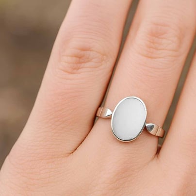 Royal Collection Sterling Silver Opal Ring for Women