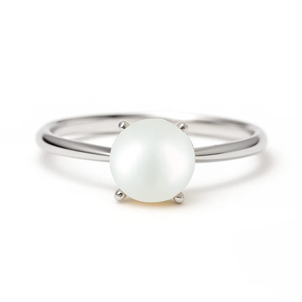 Royal Collection Sterling Silver Pearl (Moti) Ring for Women